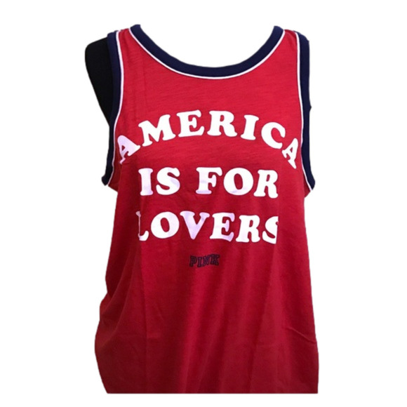 PINK Victoria's Secret Tops - America is for Lovers red tank! VS Pink